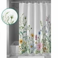 thumbnail image 3 of Extra Long Shower Curtain 72x84 Inch, Spring Floral Shower Curtain Waterproof Bathroom Decor Wildflowers Herbs Summer Botanical Fabric Bath Curtain Set Accessories with Hooks, 3 of 6