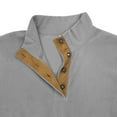 thumbnail image 5 of Corduroy Sweatshirt for Men Color Block Vintage Button Stand Collar Long Sleeve Pullover Tops with Elbow Patches, 5 of 7