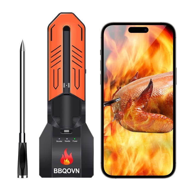 Termómetro inalámbrico para carne BBQOVN WiFi y Bluetooth negro