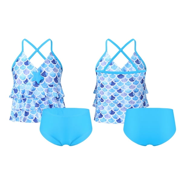 TiaoBug Girls 2 Pieces Swimsuit Bikini Set Mermaid Bathing Suit Tops