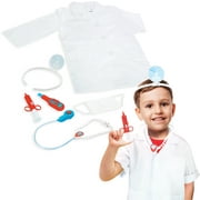 Doctor or Nurse Costume for Kids Ages 3-6 | 7-Piece Kids' Dress Up & Pretend Play Set Includes Lab Coat, Mask, Play Shot, Thermometer, Stethoscope with Sound Effects, & Pretend Mirror