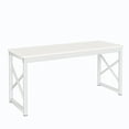 thumbnail image 4 of VECELO 43.3" Dining Table Sets with Benches, Modern Industrial 3-Piece Kitchen Table Set for Dining Room, White, 4 of 5