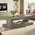 thumbnail image 4 of Tribesigns Coffee Table for Living Room, 47.24-Inch Farmhouse 2-Tier Accent Center Tea Cocktail Table with Storage, Elegant Grey, Rectangular, 4 of 9