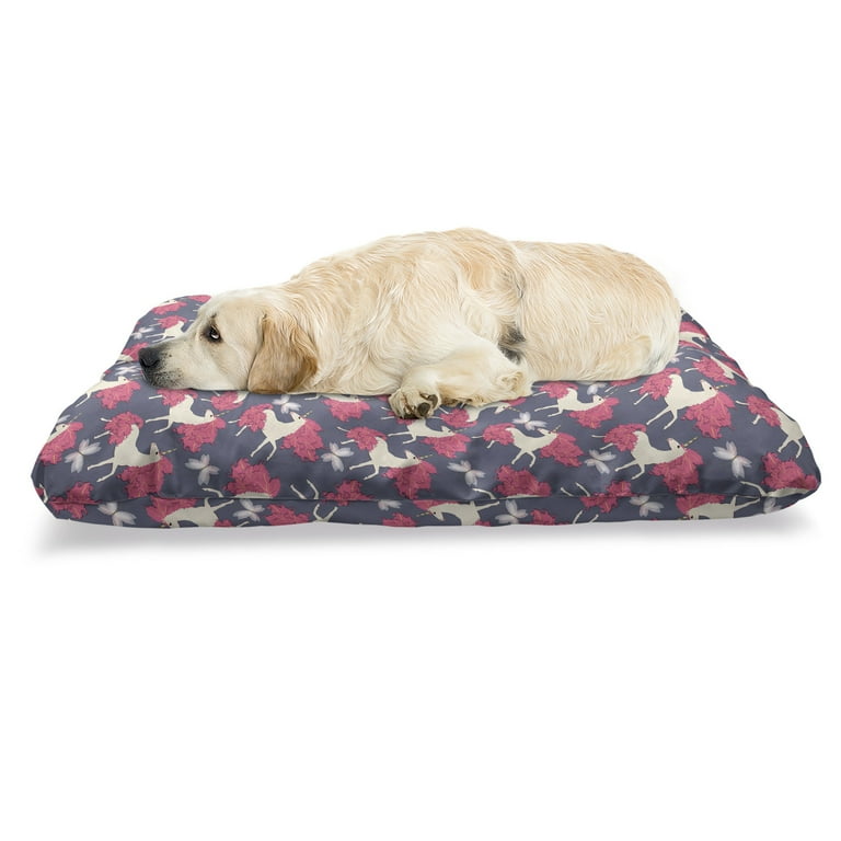 Unicorn Pet Bed Fantasy Theme of with Big Mane Tail and Horns Chew Resistant Pad for Dogs and Cats Cushion with Removable Cover 24 x 39
