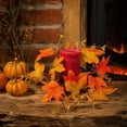 thumbnail image 7 of 3 Styles Fall Maple Leaf Candle Ring Artificial Sunflower Berry Wreath LED Thanksgiving Autumn Table Centerpiece Kitchen Home Decor Gift, 7 of 7