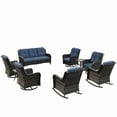 thumbnail image 3 of MeetLeisure 9 Pieces Outdoor Furniture Patio Furniture Set with One 3-Seat Sofa, Four Swivel Rocking Chairs,Two Rocking Chairs,Two Side Tables, Navy, 3 of 15