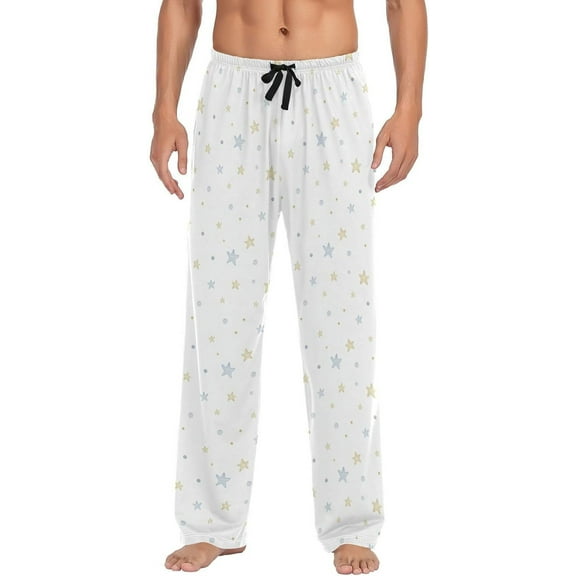 GZHJMY Moon and Stars Men's Pajama Pants, Soft and Comfortable Lounge Sleep Bottoms with Pockets, Men's Sleepwear with Custom Print, X-Large