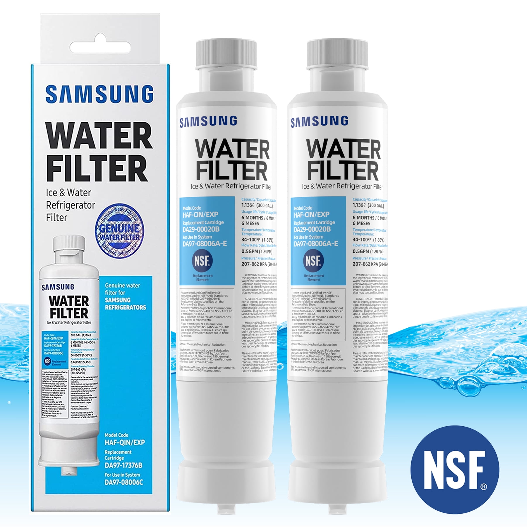 6 Pack Samsumg DA2900020B HAFCIN/EXP Refrigerator Water Filter