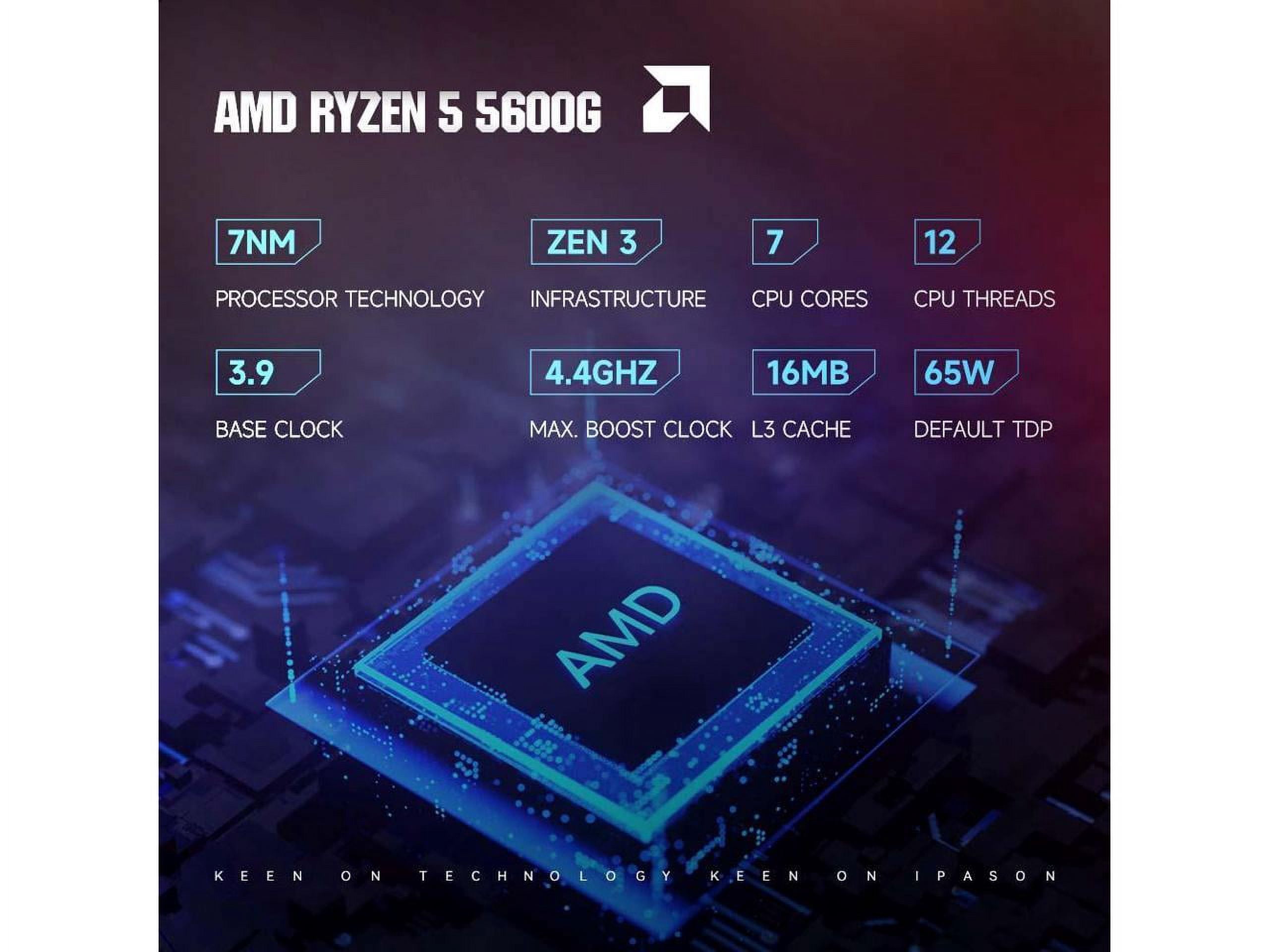 Pre-Built Gaming Desktop PC, AMD Ryzen 5 5600GT, Radeon Graphics, 512GB SSD, 16GB, Windows 11 Ho'me