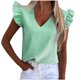 thumbnail image 1 of Blusa de manga corta sin mangas con volantes y cuello en V a rayas de verano para mujer Fridja  bn2069, 1 of 8