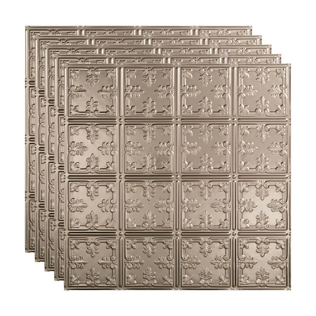 FASÄDE Traditional 10 Decorative Vinyl 2ft x 2ft Lay in Ceiling Panel in Brushed Nickel (5 Pack)