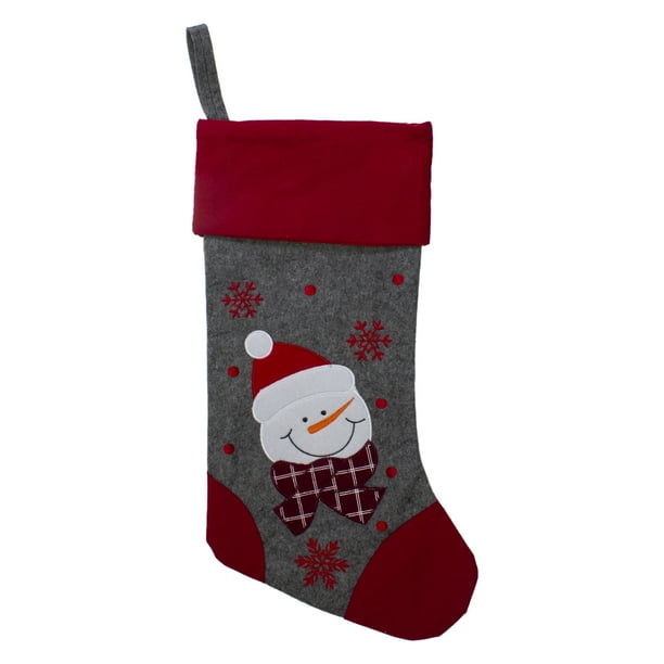 19 Gray And Red Embroidered Snowman Christmas Stocking Walmart Com Walmart Com