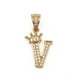 thumbnail image 4 of Cadena y dije de brillos con corona de oro laminado letra V, 4 of 7