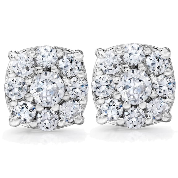 Pompeii 1 Carat Halo Diamond Studs 14K White Gold (H-I,I1-I2)