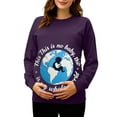 thumbnail image 2 of RKSTN Women's Maternity Crewneck Sweatshirts Plus Size Pregnancy Graphic Print Long Sleeve T Shirts Pullover Hoodless Sweatshirts Tops Womens Casual Oversized Round Neck Comfy Funny Printed Shirts, 2 of 7
