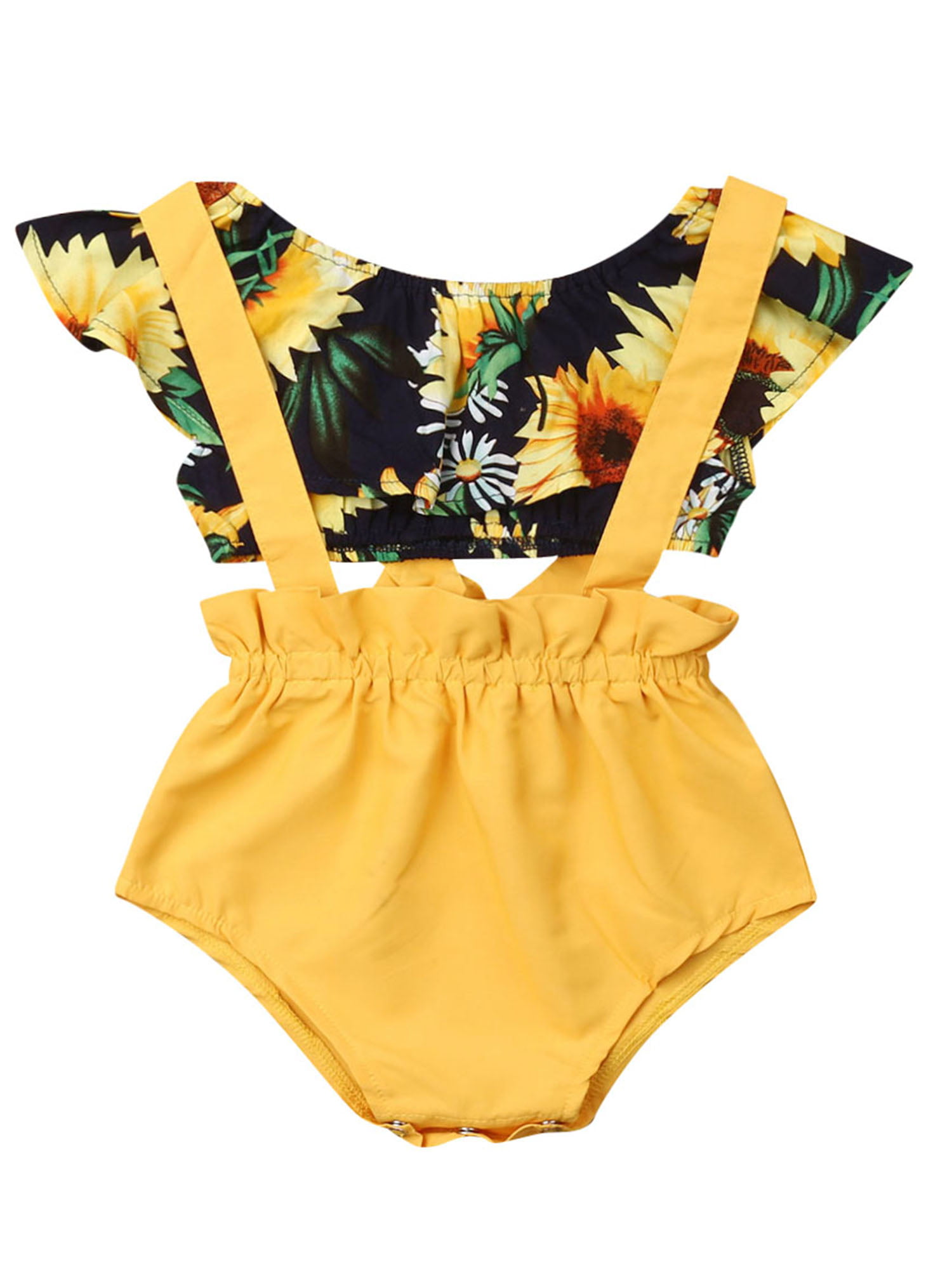 Pudcoco - Pudcoco Baby Girl Summer Sunflower Floral Crop Tops Bib Pants ...
