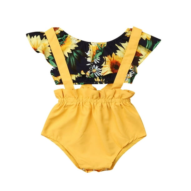 Pudcoco Baby Girl Summer Sunflower Floral Crop Tops Bib Pants Shorts ...