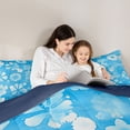 thumbnail image 5 of Feelyou Blue Flower Teen Queen Comforter Set, Fashion Ink Floral Bedding Sets, Shamrock Groovy Blossoms Reversible Bedding Comforter Set, Lightweight Room Decor, 3 Pieces, 5 of 8