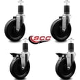 thumbnail image 2 of 6 Inch Phenolic Wheel Swivel 1-5/8 Inch Expanding Stem Caster Set 2 Brakes SCC, 2 of 2