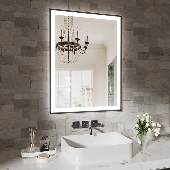 Wall Mirror, 24x32 Inch Frameless LED Bathroom Mirror,Smart Mirror, White Bathroom Mirror,Tempered Glass Medicine Cabinet, Household Supplies & Décor Mirrors Bathroom Mirrors
