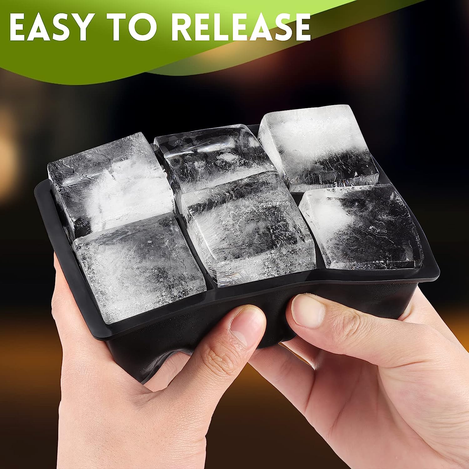 Ice Cube Moulds & Trays Set,Silicone Sphere Giant Ice Ball Maker with Lid, Large Square Ice Cube Tray for Freezer, Prefect for Whiskey, Cocktails,Gin & Drinks Ice Cool,Reusable & BPA Free