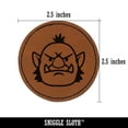 thumbnail image 2 of Orc Male Character Face 2.5" Faux Leather Round Engraved Iron-On Patch - Brown, 2 of 6