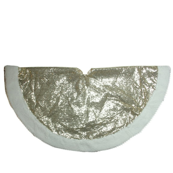47.2" Glided White Christmas Glamour Gold and White Christmas Tree Skirt