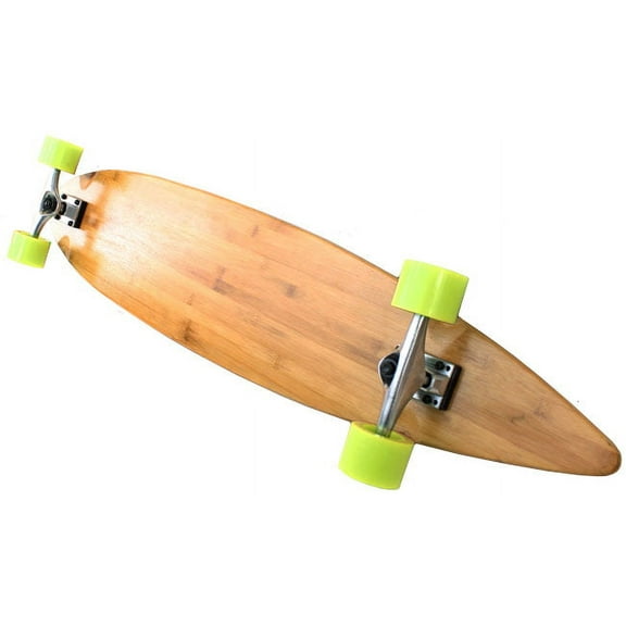 BAMBOO LONGBOARD 9x43 Complete Pintail Cruiser Skateboard Raw Trucks Yellow Whls