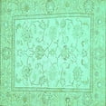 thumbnail image 1 of Ahgly Company Machine Washable Indoor Square Oriental Turquoise Blue Traditional Area Rugs, 4' Square, 1 of 4