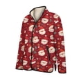 thumbnail image 4 of Women's Floral Print Stand Up Collar Pleated Cotton Long Sleeve Button Jacket with Vintage Christmas Design for Casual and Retro Style,Red,XL, 4 of 5