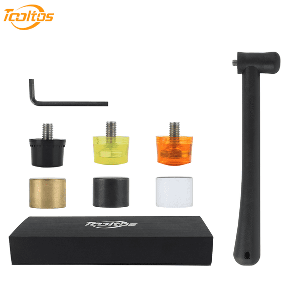 TOOLTOS Hard Plastic Rubber Hammer Set with 6 Replacement Heads – Multi-Purpose Tool for Jewelry, Leather Crafts, Woodworking, and Flooring Installation