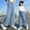 Blue, variant on Tdoqot Girls Jeans- Baggy Wide Leg Casual High Rise Kids Denim Jegging Pants Black Size 4