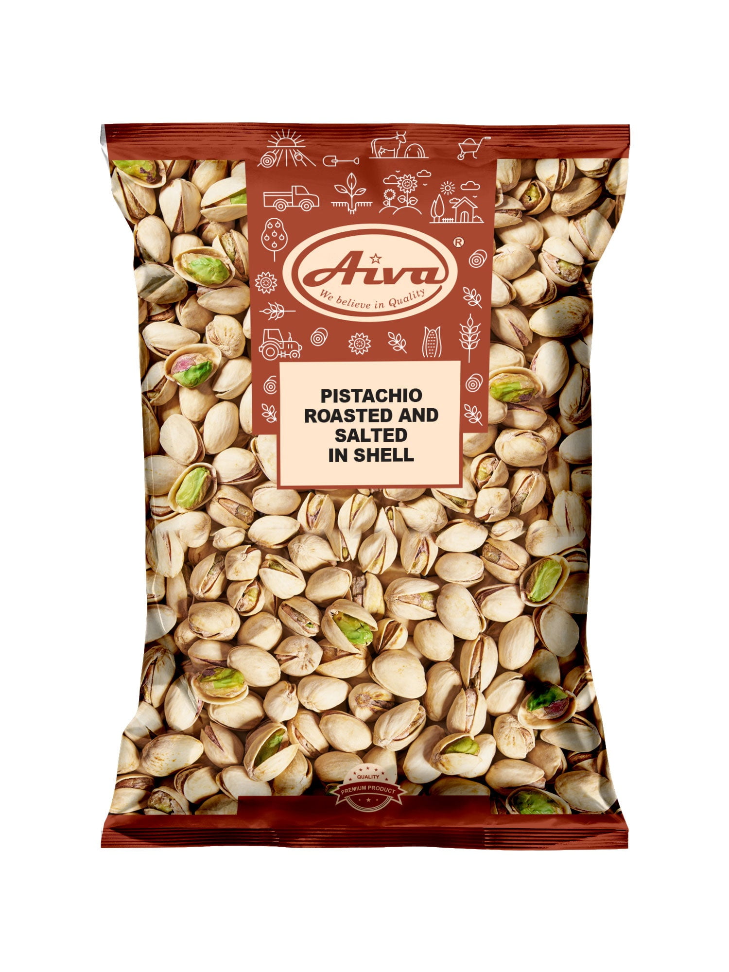 Aiva Pistachio Roasted And Salted In Shell 25 LB BULK
