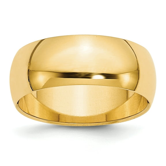 14K Yellow Gold 8mm Half-Round Wedding Band Ring Size 11.5