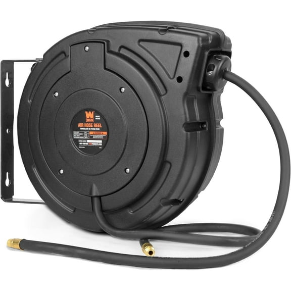 WEN 50-Foot by 3/8-Inch Retractable Pneumatic Air Hose Reel, 300 PSI, Hybrid Polymer (AH500E)