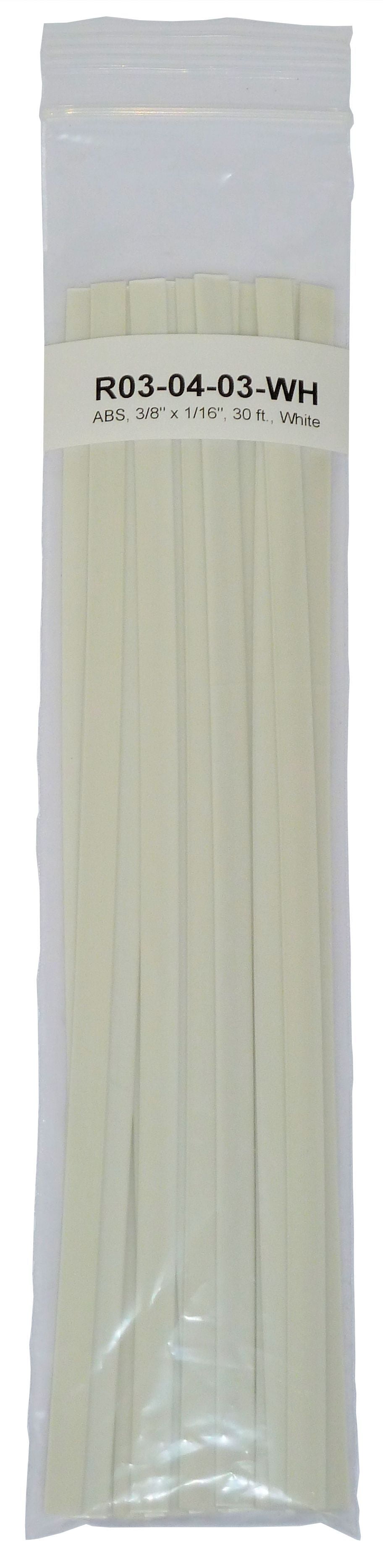 Polyvance ABS Strip, 3/8&rdquo; x 1/16&rdquo;, 30 ft., White