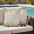 thumbnail image 5 of Spring Vintage Sunflower Pillow Covers 2 Pack Country Pastoral Yellow Floral Leaf Linen Pillowcase Waterproof Outdoor Throw Pillow Cover for Patio Garden Square Cushion 26”x26”, 5 of 9