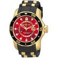 thumbnail image 2 of Invicta Men's 6992 Pro Diver Quartz Black Silicone With Gold-Toned Stainless Steel Band GMT Red, Gold Dial Watch, 2 of 11