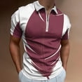 thumbnail image 2 of Garnet And Gold Feather Pattern Men Zipper T-shirt Summer Casual Short Sleeve T-shirt Top, 2 of 7