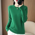 thumbnail image 2 of 2024 Women Sweaters Autumn Winter Long Sleeve Pullovers O-neck Stripe Warm Pullover Korean Fashion Bottoming Shirts Loose Jumper, 2 of 5