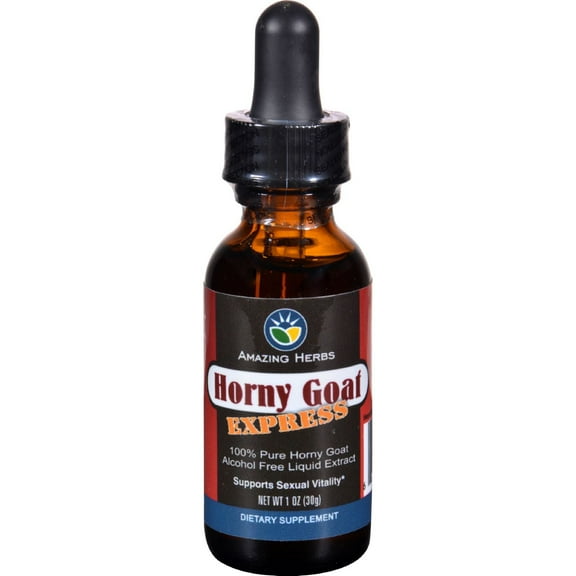 Amazing Herbs Horny Goat Express Liquid Fast Acting Alcohol-Free, 1 oz