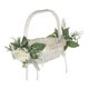 thumbnail image 1 of Cesta de flores de boda Macarena blanca con asa decoración de flores de seda, 1 of 8