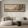 thumbnail image 2 of Large Framed Canvas Print Warm Neutral Toned Countryside Scene Wall Art Decorative Ready to Hang Painting for Living room Bedroom - 60"x20" Black Frame, 2 of 9
