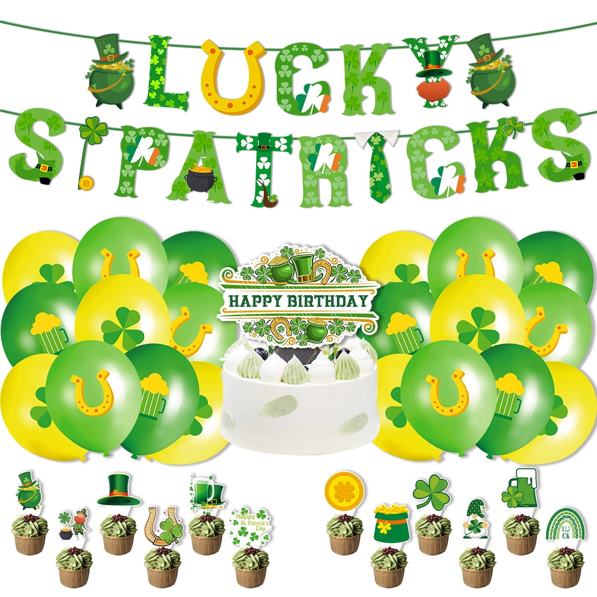 CSCHome Green Birthday Decorations for Women Green and Yellow Party Set ...