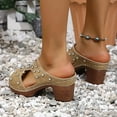 thumbnail image 4 of Dakaela Orthopedic Heeled Sandals for Women Rhinestone Walking Dress Shoes Slip on Slides Brown 7, 4 of 6