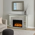 thumbnail image 5 of Benjara Electric Fireplace with Mirror Panel Framing and Stones Inlay- Silver, 5 of 7