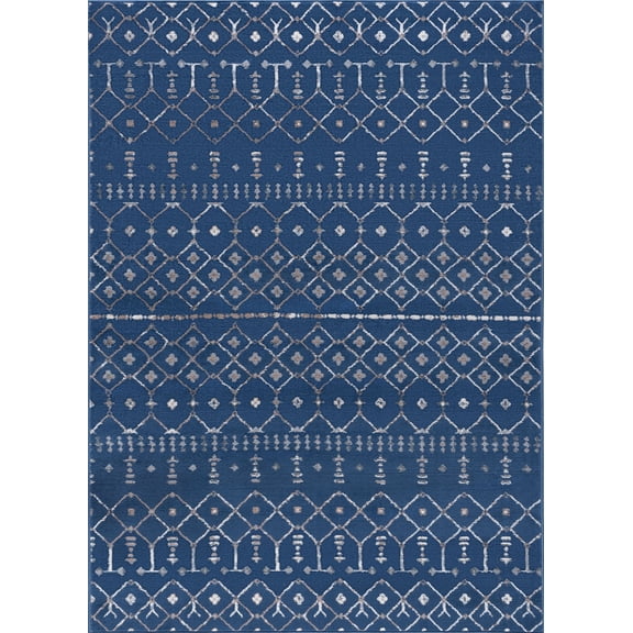 Tayse Madison Area Rug MDN3307 Transitional Navy Blocks Cubes 9' 3" x 12' 6" Rectangle