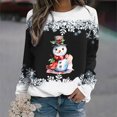 thumbnail image 1 of LSLJS Hauts pour Femmes Décontractés Chics Automne, Mode Féminine de Noël Décontractée Imprimé Col Rond Manches Longues Amples, Blouses Chandails en Molleton, 1 of 3