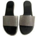 thumbnail image 2 of KIJBLAE Women's Bling Rhinestone Sandals Summer Open Toe Beach Flat Slip on Ladies Slides Flip Flops Sandals Silver Bling Sandals for Women Black 36, 2 of 4