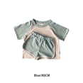 thumbnail image 2 of Guardurnaity Niños Diseño simple Estilo casual Camiseta Pantalones cortos Conjunto Verano Viajar Senderismo Manga corta Tops Piernas anchas conjuntos de ropa Azul 80cm, 2 of 6